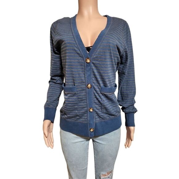 Pulp women's long sleeve v-neck button-down sapphire cardigan sweater L - Picture 1 of 4